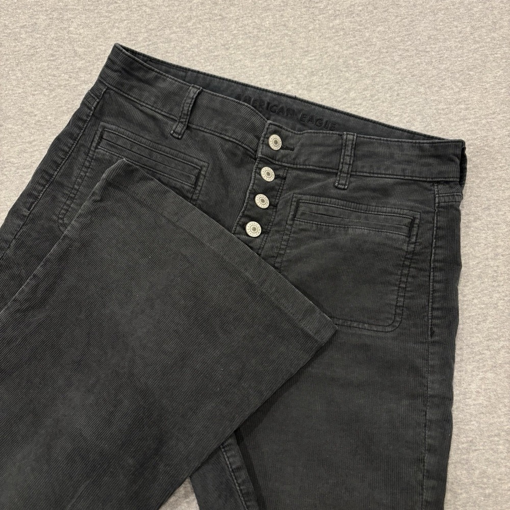 American Eagle Super Hi-Rise Flare Corduroy Pants Women's Size 8 (31x29) Gray